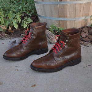 Allen Edmonds Long Branch Wingtip Leather Boots 9.5 9.5D Brown CXL